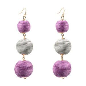 Boho Bohemian Tassel Three Large Ball Long Earring